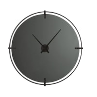BECKER - Smoked glass and black metal clock D95cm
