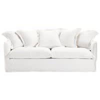 Sofa 3-/4-Sitzer aus gewaschenes Leinen, weiß Sofa 3-/4-Sitzer aus gewaschenes Leinen, weiß