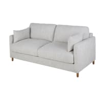JULIAN - Sofá cama de 2/3 plazas de tela reciclada gris claro moteado, colchón de 10 cm
