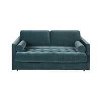 WAEL - Sofá cama de 2/3 plazas de terciopelo verde claro, colchón de 18 cm