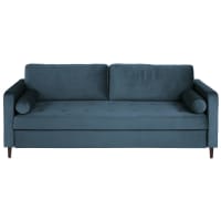 OLIVIA - Sofá cama de 3/4 plazas de terciopelo azul
