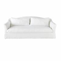 ANAELLE - Sofá cama de 4 plazas de lino lavado blanco