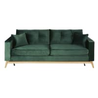 BROOKE - Sofá cama de estilo escandinavo de 3/4 plazas de terciopelo verde
