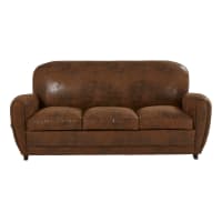 ARIZONA - Sofá-cama vintage de 3 plazas de antelina marrón