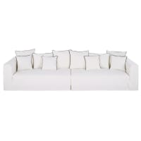 GIPSY - Sofá de 4/5 plazas de lino superior blanco
