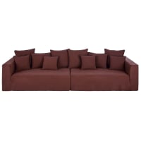 GIPSY - Sofá de 5 plazas de lino superior rojo sepia