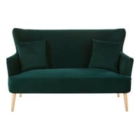 Sofá vintage de 2 plazas de terciopelo verde Sofá vintage de 2 plazas de terciopelo verde