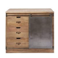 MELCHIOR - Solid Mango Wood 3-Drawer 1-Door Kitchen Base Unit