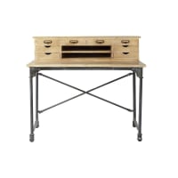 ARCHIBALD - Solid mango wood and metal writing desk W 117cm