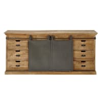 GERMAIN - Solid Mango Wood Sideboard with 6 drawers and 2 sliding doors