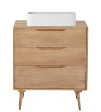 TROCADERO - Solid Mango Wood Single Sink 2-Drawer Bathroom Vanity