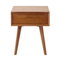 PORTOBELLO - Solid Oak Vintage 1-Drawer Bedside Table