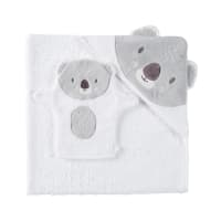 KOALA - Sortie de bain bébé en coton blanc et gris