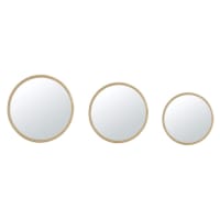 ALMA - Specchi rotondi in rattan beige (x3) Ø 80 cm