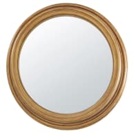 CALLIOPE - Specchio convesso in paulonia e metallo dorato effetto anticato, 88 cm