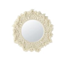 GALA - Specchio in cotone macramè avorio, D.42 cm