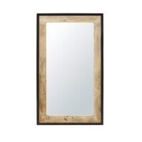 MILES - Specchio in mango e metallo nero, 70x120 cm