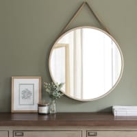 ALDEN - Specchio rotondo da appendere in betulla, 59 cm