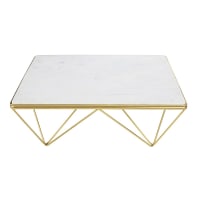 GATSBY - Square marble and gold metal coffee table