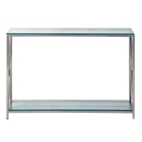 HELSINKI - Stalen en verchroomd glazen consoletafel B 119 cm