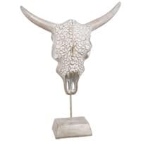Statua testa di bufalo bianca, h 45 cm Statua testa di bufalo bianca, h 45 cm