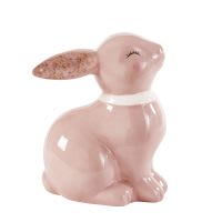 Statuetta coniglio in ceramica rosa, h 14 cm Statuetta coniglio in ceramica rosa, h 14 cm