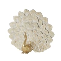 FLANDRES - Statuetta di pavone dorato e bianco alt. 38 cm