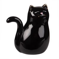 Statuetta gatto in ceramica nera, 16 cm Statuetta gatto in ceramica nera, 16 cm