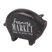 Statuetta maialino industriale nero con stampa bianca, 13 cm Statuetta maialino industriale nero con stampa bianca, 13 cm