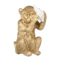 Statuetta scimmia in resina dorata alt. 15 cm
