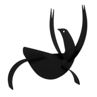 LOUBES - Lotto di 2 - Statuetta uccello in metallo nero stilizzata alt. 18 cm
