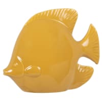 WILLY - Statuette poisson en porcelaine jaune moutarde H17