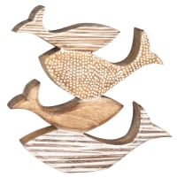 POISSONERO - Statuette poissons en manguier H28