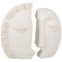 VISABA - Statuette visage à imbriquer en ciment beige H19