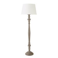 Stehlampe mit Mangoholzfuß und ecrufarbenem Lampenschirm H139 Stehlampe mit Mangoholzfuß und ecrufarbenem Lampenschirm H139