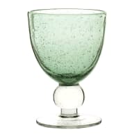Set aus 6 - Stielglas aus Bläschenglas, grün