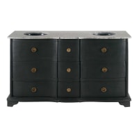 EUGENIE - Stone and Black Solid Mango Wood Black Double Sink Vanity Unit