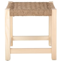 YUMI - Stool in woven plant fibre rope and poplar