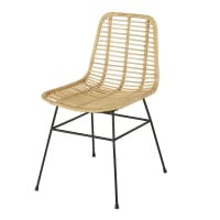 ANOKI - Stuhl aus Rattan und schwarzem Metall