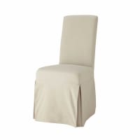 MARGAUX - Stuhlbezug lang aus Baumwolle, graubeige