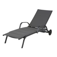 SOLAR - Sun lounger in aluminium and charcoal grey plastic-coated canvas
