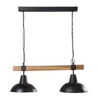 Suspension double en métal noir et manguier Suspension double en métal noir et manguier
