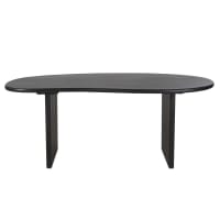 EPURA - Table à manger ovale en bois de manguier massif noir