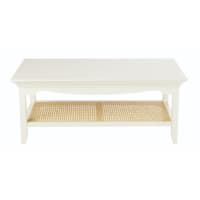 DEBBIE - Table basse 2 plateaux blanc cassé cannage en rotin