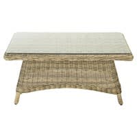 Table basse de jardin en verre trempé et résine tressée L 100 cm Table basse de jardin en verre trempé et résine tressée L 100 cm