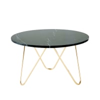 EAGLE - Table basse en marbre noir et métal doré