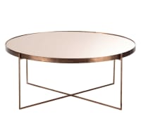 COMETE - Table basse ronde avec miroir en métal cuivré