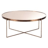 Table basse ronde avec miroir en métal cuivré Table basse ronde avec miroir en métal cuivré