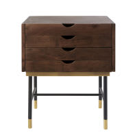 Table de chevet 4 tiroirs en acacia et métal noir Table de chevet 4 tiroirs en acacia et métal noir