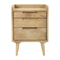 Table de chevet vintage avec tiroirs en manguier L 45 cm Table de chevet vintage avec tiroirs en manguier L 45 cm